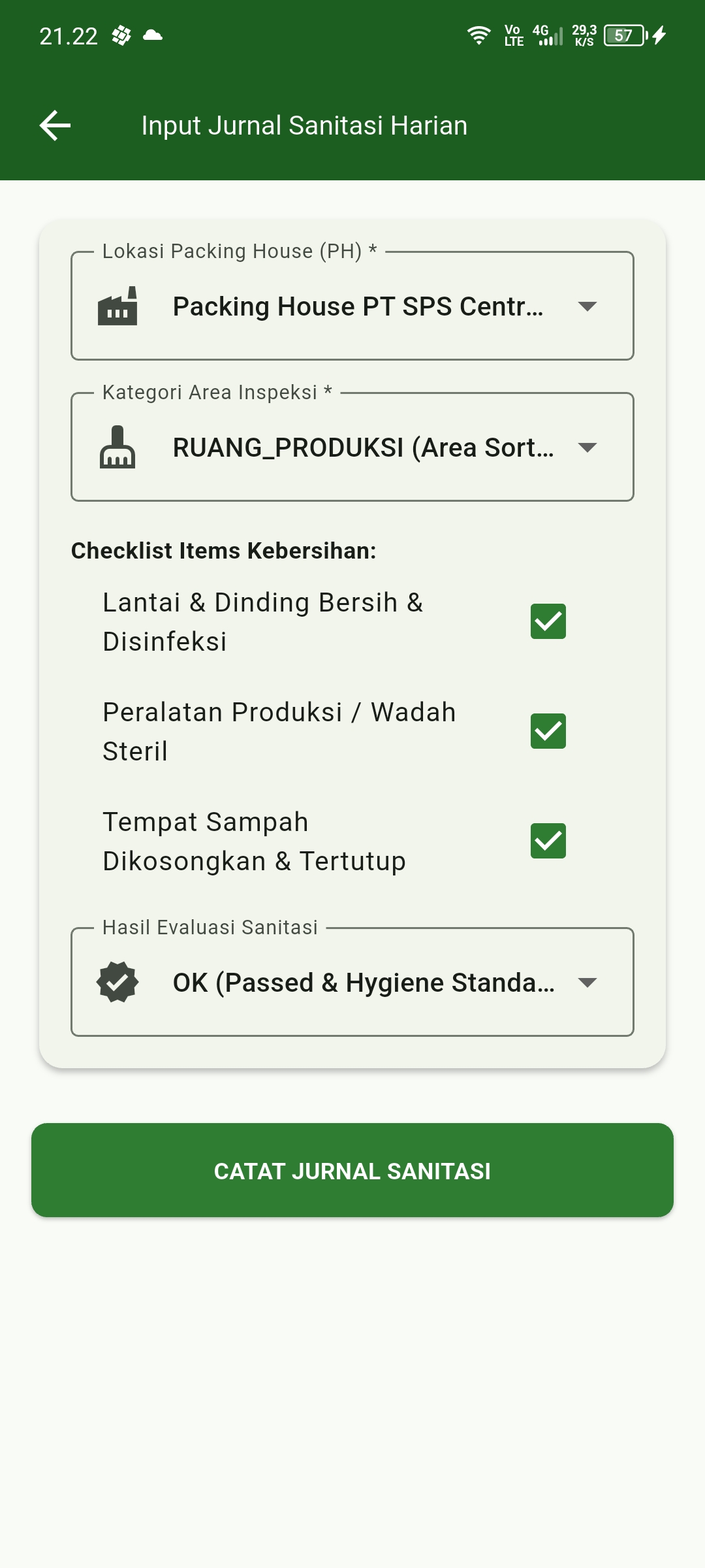 Form Input Jurnal Sanitasi